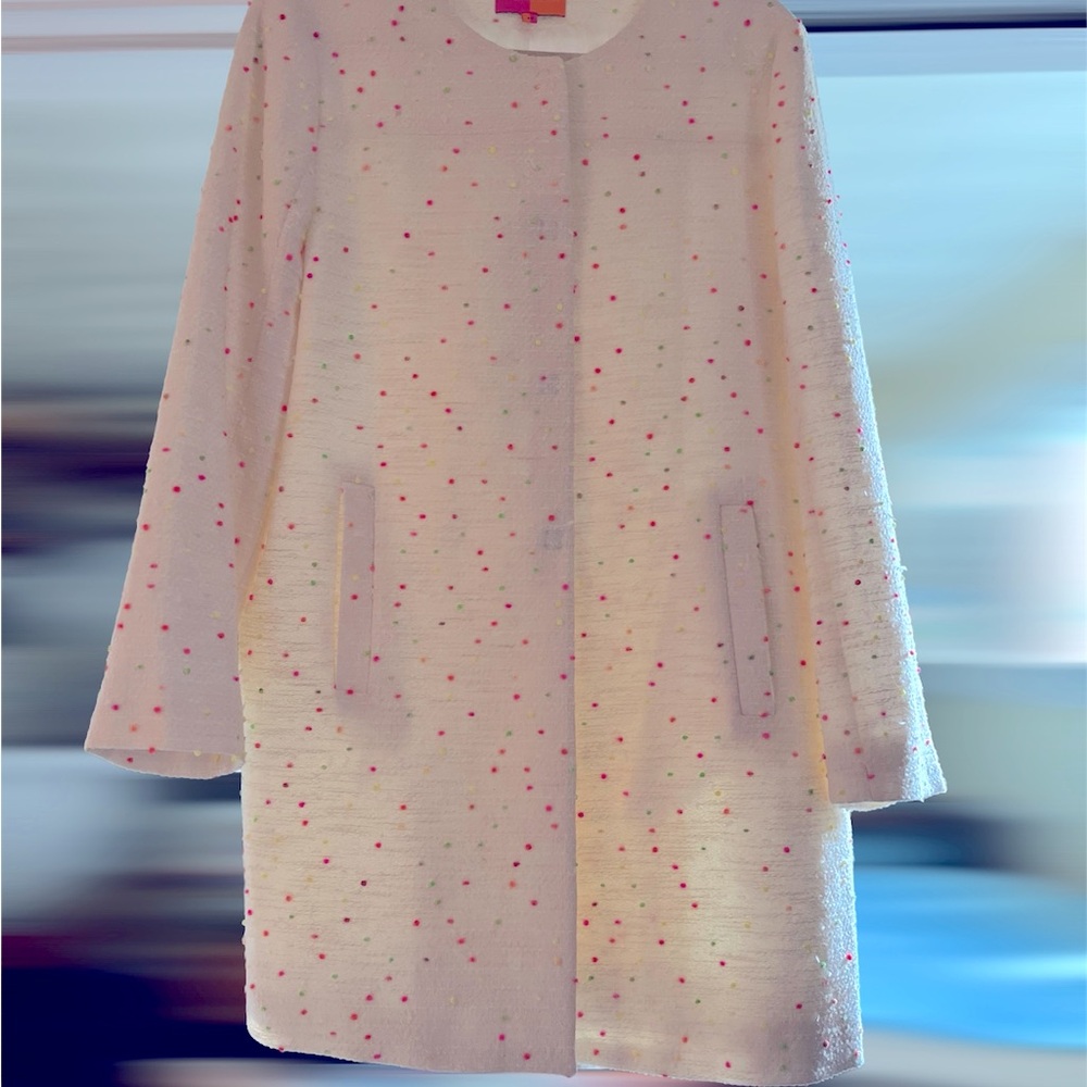Villagallo Linen Blend Jacket - white with multi colors Size 46
